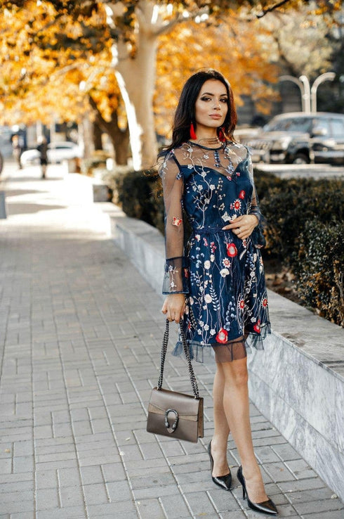 Navy blue lace dress Gowns for women